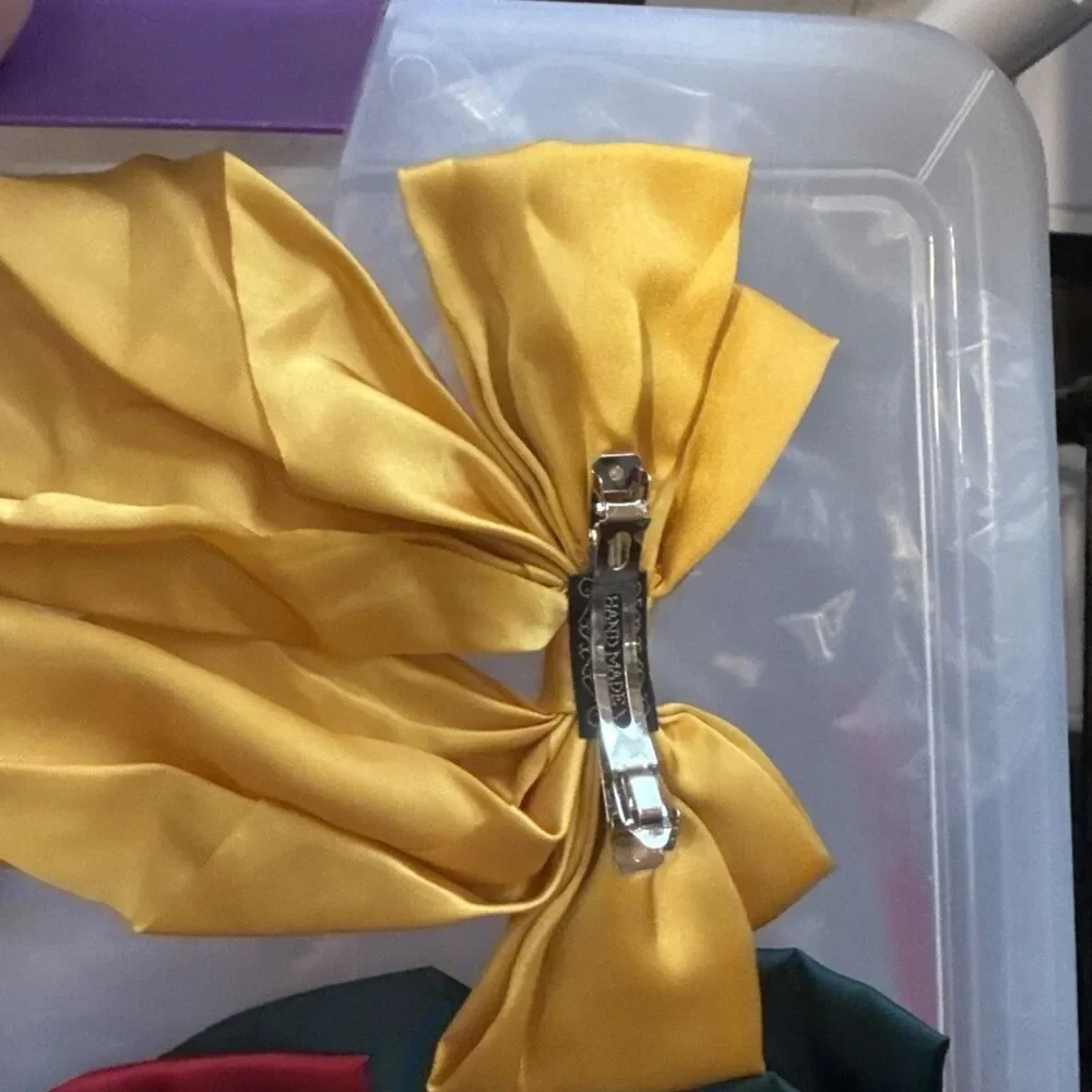 Satin Hair Bow Barrette Lot Of 5
